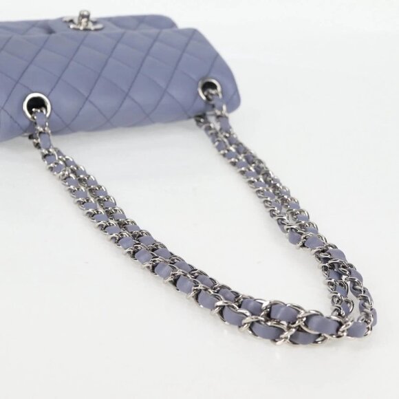 CHANEL Matelasse Chain Shoulder Bag Lamb Skin Purple Silver CC Auth 132927V - Picture 8 of 16